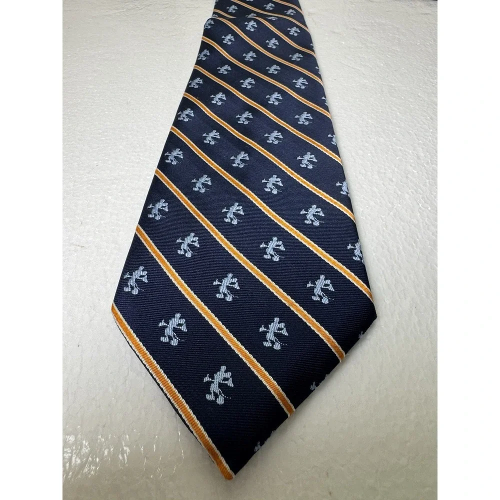 Vintage Walt Disney World~Navy/Orange Striped Mickey Mouse Silk Tie